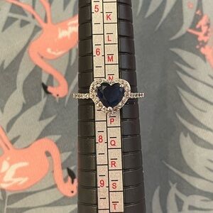 Silver Heart-Shaped Blue Sapphire Ring - September Birthstone